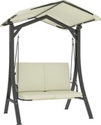 Outsunny Huśtawka Hollywood z regulowanym daszkiem, poduszki siedziska, 2-osobowa do 220kg 150x120x182cm, Kremowy