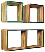 Zestaw modułowych półek ściennych z drewna odzyskanego Z5-Z01