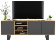 Szafka RTV NILA 5 150 dąb wotan/grafit mat MEBLE LINDNER