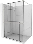 Mexen Kioto+ ścianka prysznicowa z półką Walk-in 70 x 200 cm, czarny wzór, nikiel szczotkowany - 800-070-121-97-78