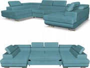 Narożnik kształt U rozkładany f. spania Bosso Family meble błękitny welur