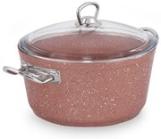 Różowy aluminiowy garnek z pokrywką Güral Porselen Classic, ø 22 cm