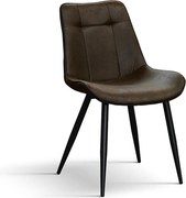 Zestaw 4 krzeseł ze sztucznej skóry w kolorze kasztanowym, z czarnymi metalowymi nogami - BRUXELLES
