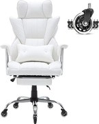 Fotel Biurowy, SucceBuy Executive Office Chair, Fotel Rozkładany z Podnóżkiem, Kołysanie 90-120°