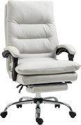 Vinsetto Fotel biurowy z masażem i podnóżkiem funkcja grzania regulowana wysokość kremowy | Aosom PL