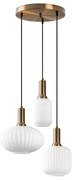 Lampa wisząca metalowa - Złoty i biały - 3 klosze H.130 x L. 55 cm - OSKA