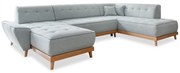 Jasnoszara rozkładana sofa w kształcie litery "U" Miuform Dazzling Daisy, prawostronna