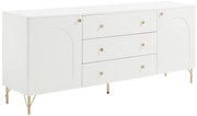 Kredens 2-drzwiowy z 3 szufladami  - Biały i złoty - ALOBARA
