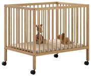 Kojec dla dzieci z litego drewna bukowego z regulowaną wysokością/na kółkach 95x75 cm w naturalnym kolorze Dino – Vipack