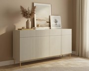 Komoda z szufladami Nicole 200 cm - kaszmir / złote nóżki
