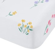 Białe prześcieradło dziecięce dwuosobowe z gumką 135x190 cm Bunny Tails Ditsy Flowers – Catherine Lansfield