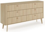 Komoda z 6 szufladami w stylu japandi dąb barista T1-Z17