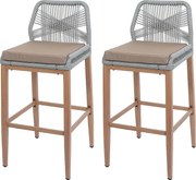 Stołek barowy MCW-O21 (zestaw 2 szt.),  jasnoszary, poduszka taupe