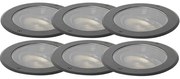 Zewnetrzna Set van 6 dimbare buiten grondspots zwart IP65 incl LED - Delux Honey Nowoczesny Oswietlenie zewnetrzne