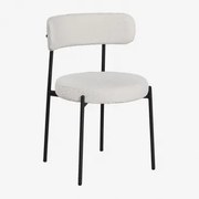 Tapicerowane Krzesło Do Jadalni Anisa Czarny & Bouclé White - Sklum