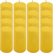 Żółte świece słupkowe 5x10 cm, 16 sztuk, długi czas palenia