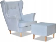 Fotel Uszak z podnóżkiem KOMPLET poczekalnia BLUE