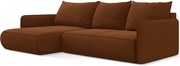 Narożnik lewostronny z funkcją spania - z tkaniny welwetowej - terakota - NANEA