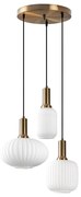 Lampa wisząca metalowa - Złoty i biały - 3 klosze H.130 x L. 55 cm - OSKA