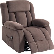 HOMCOM Fotel masujący, 8 punktów wibracyjnych, 5 trybów, ogrzewanie lędźwiowe, regulowany, obrotowy, tapicerowany fotel, brązowy