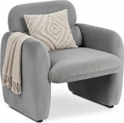 Szary welurowy fotel nowoczesny z podłokietnikami E2-D20