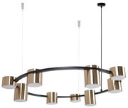 Kodo 9 czarno złota – duża lampa wisząca ze złotymi reflektorami, nowoczesny żyrandol do salonu, kuchni i jadalni o średnicy 72cm