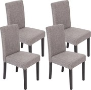 Krzesło do jadalni Littau (zestaw 4 sztuk),  tekstylny, szary, ciemne nogi