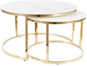 Ława MUSE biały marmur/złota SIGNAL