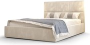 Beżowe tapicerowane łóżko z pojemnikiem 5 rozmiarów D5-D61