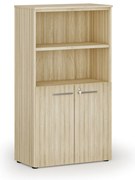 Szafa biurowa kombinowana PRIMO WOOD, drzwi na 2 poziomach, 800 x 420 x 1434 mm, dąb naturalny