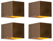 Zestaw 4 inteligentnych lamp ściennych w kolorze ciemnego brązu 8 cm, w tym WiFi G9 - Transfer Nowoczesny Oswietlenie wewnetrzne