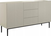 Komoda Nicole 150 cm z szufladami i ryflowanym frontem - kaszmir / czarne nóżki