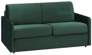 Kanapa 2-osobowa rozkładana z weluru CALIFE - Kolor zielony - Łóżko 120 cm - Materac 18 cm