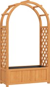 Outsunny Wysoka grządka z kratką do pnączy, Spalier Skrzynka na Rośliny Drewniana 83 x 36 x 145cm Jasnobrązowy