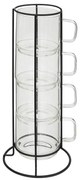 Szklane filiżanki do kawy na stojaku GLASS, 300 ml
