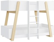 Łóżko piętrowe 90 x 190 cm - Białe i naturalne - CORODELA