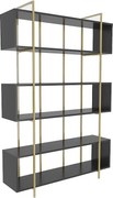 Elegancki regał w kolorze antracytowo-złotym, 120 x 180 x 29,6 cm | Płyta wiórowa pokryta melaminą w 100%, grubość 18 mm | Nowoczesne rozwią