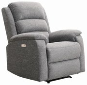 Fotel z elektryczną funkcją relax z tkaniny NEVERS - Kolor szary