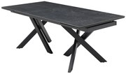 Stół do jadalni rozkładany dla 8 do 12 osób ze szkła hartowanego i ceramiki - Efekt czarnego marmuru - MARISO