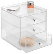 Przezroczysty organizer z 3 szufladami iDesign Drawers, wys. 18 cm