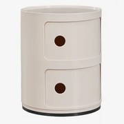 Okrągły Stolik Boczny Babel Z Półkami Kremowa Tapioca & 2 Szuflady - Sklum