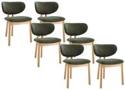 Zestaw 6 krzeseł z tkaniny i drewna kauczukowego - Zielony - FALDRA