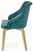 Krzesło tapicerowane dąb miodowy/ciemno zielone welurowe TOLEDO 2