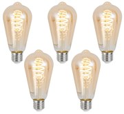 Zestaw 5 Inteligentne ściemnialne żarówki LED E27 ST64 Bursztynowe 4,9W 320lm 2500K