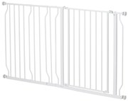 PawHut Bramka Ochronna dla Psów, Regulowana 75-145cm, Montaż Bez Wiercenia, Stalowa Rama, Biały