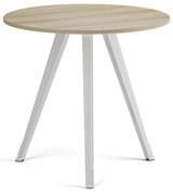 Stolik kawowy PRIMO ZEN, średnica 80 cm, biała podstawa, dąb naturalny