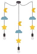 Dziecięcy żyrandol na przewodzie TRIO 3xE27/20W/230V żółty/niebieski