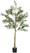 HOMCOM Sztuczna roślina, Sztuczne drzewo oliwne, 150 cm, 720 liści, 32 oliwki, stabilna doniczka, roślina dekoracyjna, zielona