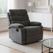 Fotel Rozkładany z Podnóżkiem KOBE Szary Welurowy Nowoczesny
