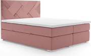 Łóżko kontynentalne FEZ 140x200 różowe velvet z pojemnikiem LAVERTO